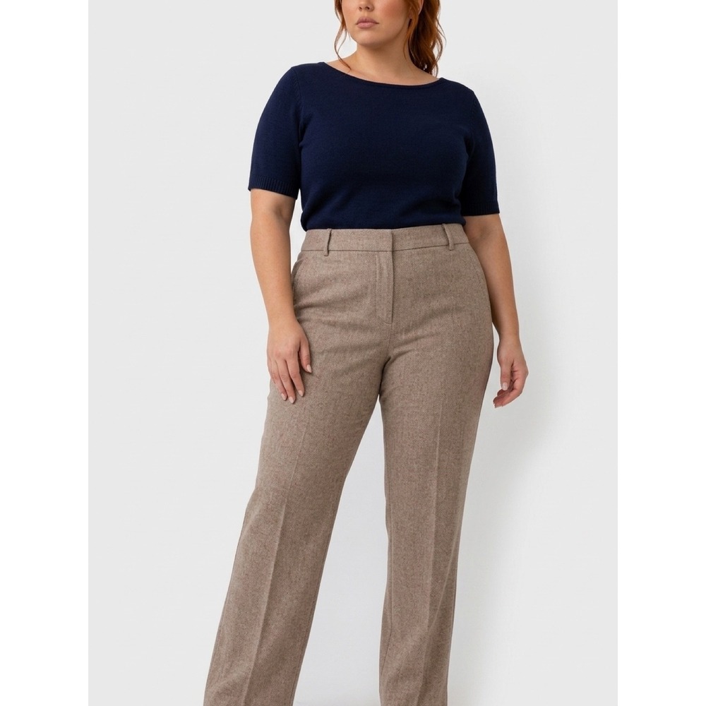 Forth & Towne Lined Wool Trousers Taupe Brown Straight Leg Dress Pant SZ 18 NWT